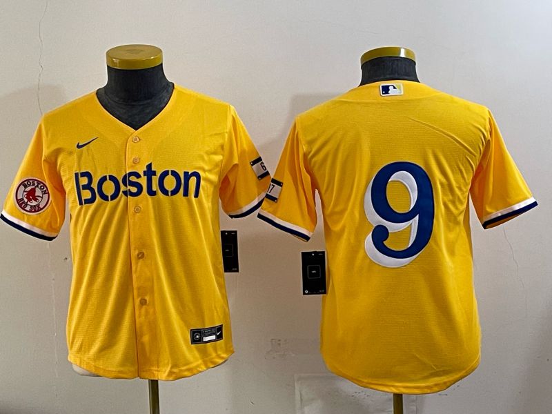 Youth 2025 Boston Red Sox #9 No Name Yellow Nike MLB Jersey 06->youth mlb jersey->Youth Jersey